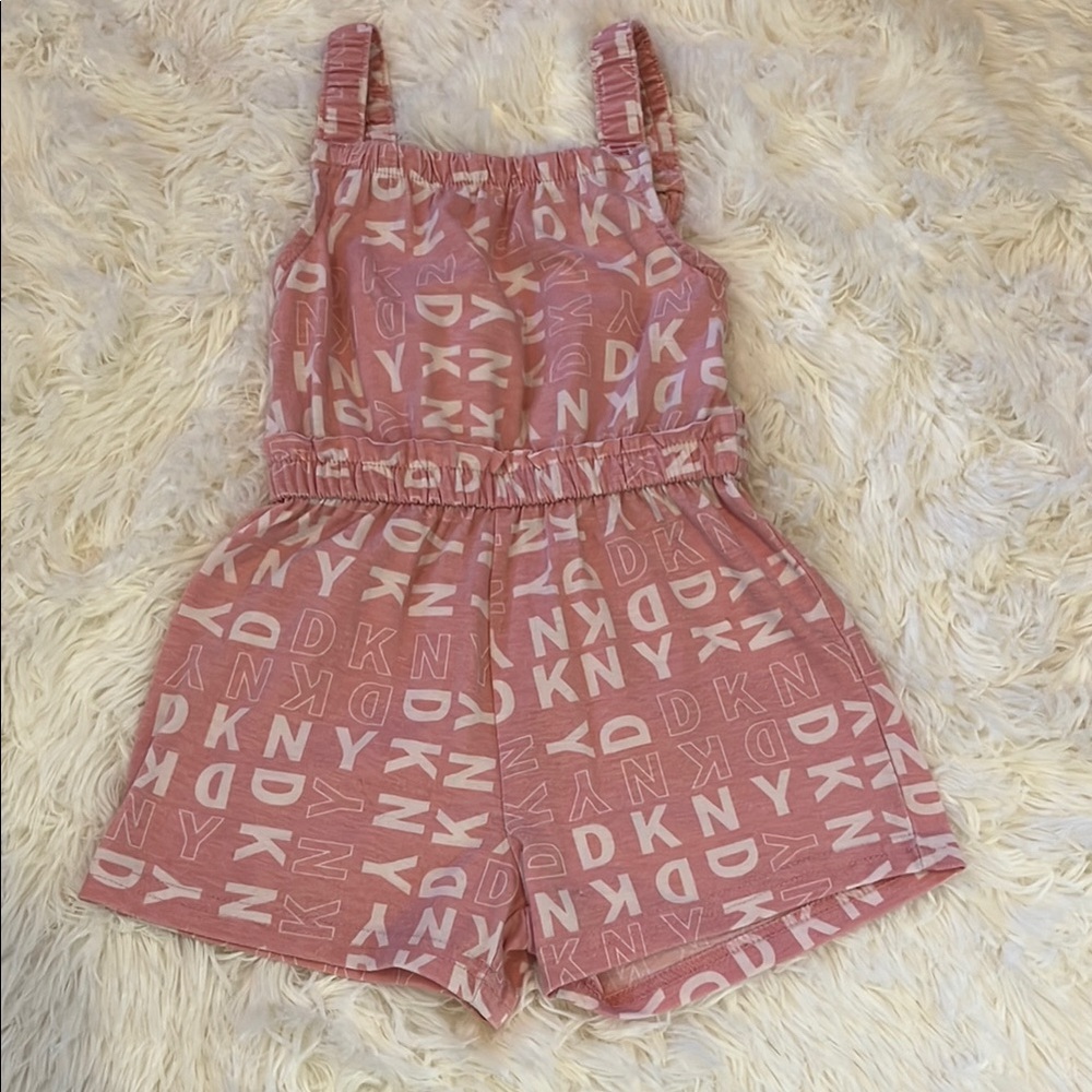 DKNY Pink Text Print Romper